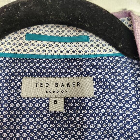 Ted Baker London Linen Blend Longsleeve Button Down Shirt Purple Size 5 XL - Picture 10 of 11